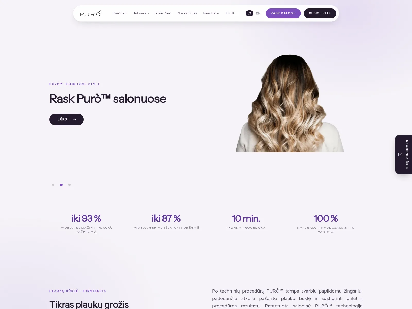 PURÒ — Produkto pristatymo svetainė
